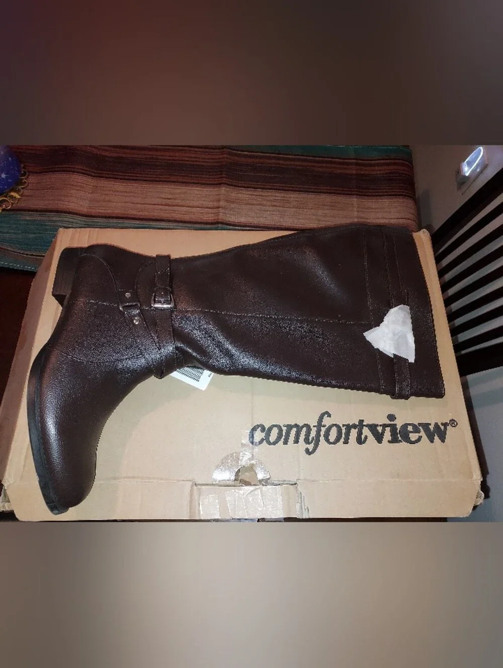 Women’s Comfortview Tall Brown Cowboy Boots - Classic Leather Look